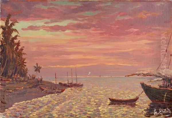 Tropisch Strand Bij Avondrood (tropical Beach At Sunset) - view 1