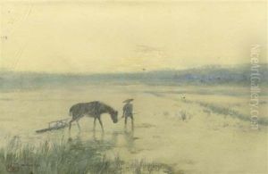 Peasant At Work In The Ricefields by Cornelis Robrecht Arthur (A.) Eland