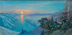 Sunset Over An Indonesian Bay by Leo Eland