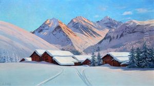 Boerderijen In De Sneeuw Bij De Jungfrau In Zwitserland by Leo Eland