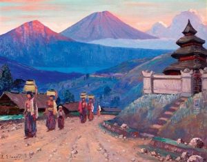 Vrouwen Met Manden Op Dorpsweg Bij Een Minangkabau Dorp Op Sumatra by Leo Eland