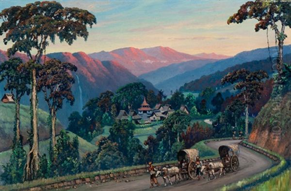 Leaving The Villa In Carts With Buffalos - view 1