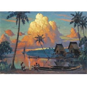 Indonesian Landscape At Sunset