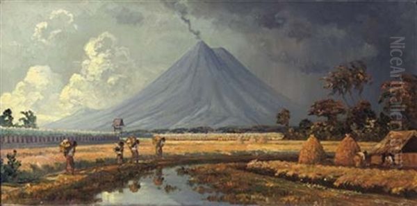Landscape With Workers By The Vulcano - view 1