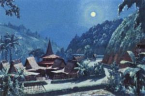 Moonlit Indonesian Village