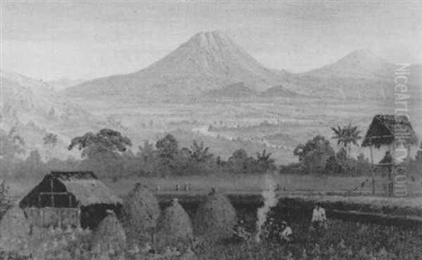 An Indonesian Landscape With Figures By A Fire - view 1