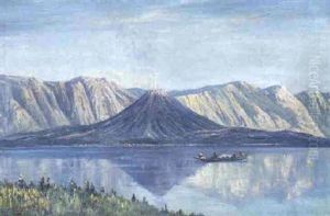 View Of Lake Toba, A Volcano In The Distance