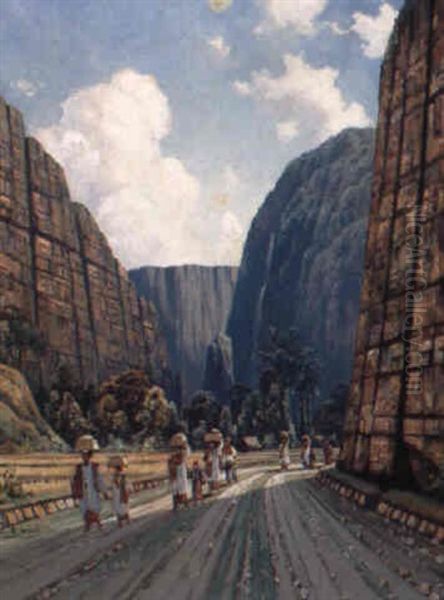 Figures On A Road In The Harrau Valley, Sumatra - view 1