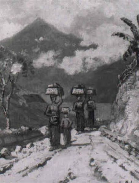 Women On A Path Carrying Baskets On Their Heads - view 1
