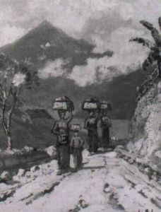 Women On A Path Carrying Baskets On Their Heads Women On A Path Carrying Baskets On Their Heads