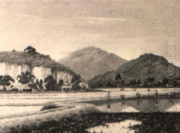A Mountainous Landscape With Numerous Figures Working On The Sawa's - view 1