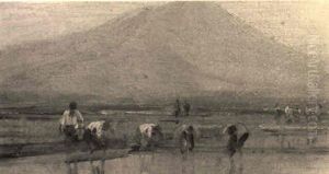 Workers In A Padi Field by Leo Eland