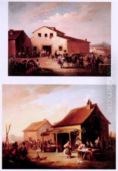 Figures Merrymaking Outside A Tavern - view 1