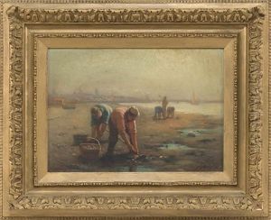 Gathering Clams, Fairhaven by Lemuel D. Eldred