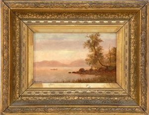 Boaters And Sunbathers Enjoying A Lake