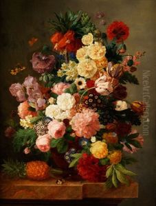 Grosses Blumenstilleben Mit Ananas