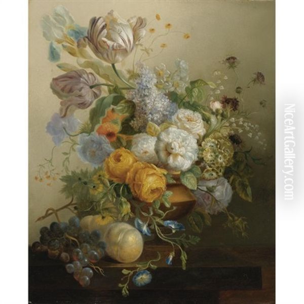 Still Life Of Flowers And Fruit - view 1