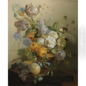 Still Life Of Flowers And Fruit by Jean-Francois Eliaerts