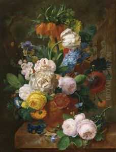 A Flower Still Life In A Terracotta Vase