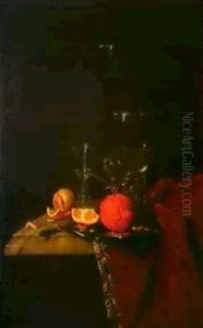 Stilleben Med Apelsiner                                     Och Vinglas by Pieter Janssens Elinga