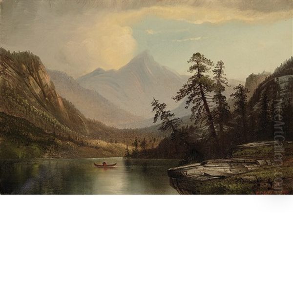 Western Vista With Figure In Canoe - view 1