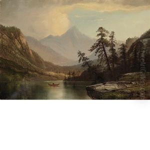 Western Vista With Figure In Canoe