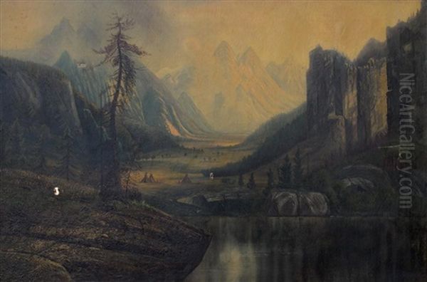 Western Landscape With Indian Settlement - view 1