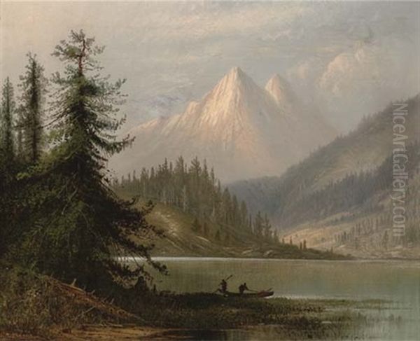 Figures By A Lake In A Mountainous Landscape - view 1