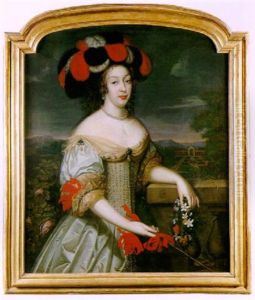 Portrait De La Grande Mademoiselle Devant Un Jardin
