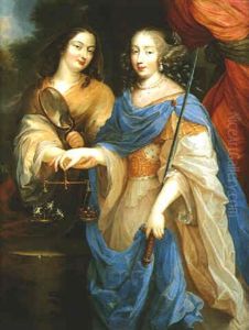 Portrait De La Grande Mademoiselle En Allegorie De La Justice Accompagnee De La Prudence