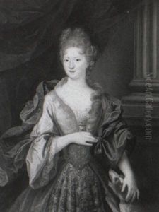 Portrait Of A Lady With A Dog By A Column by Ferdinand Elle
