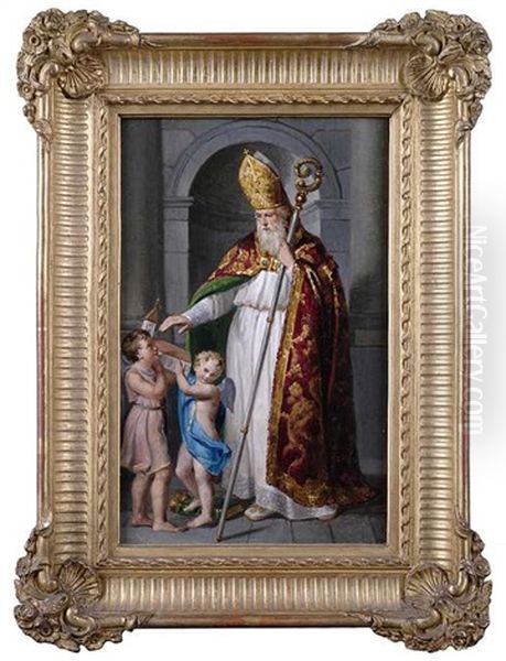 Heiliger Nikolaus Mit Zwei Englein - view 1