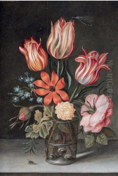 Fleurs Dans Un Vase Sur Un Entablement - view 1