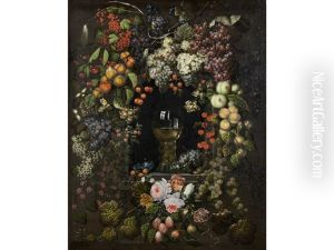 A Roemer In A Garland Of Fruit And Flowers by Ottmar Elliger the Elder