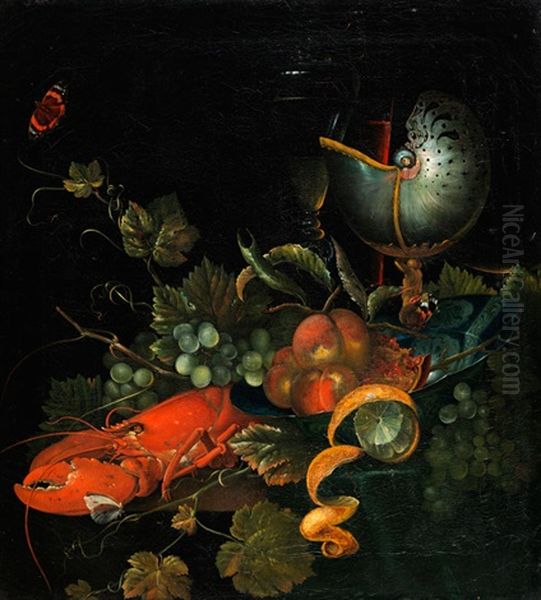 Fruchtstillleben Mit Krebs, Zitrone Und Nautiluspokal - view 1