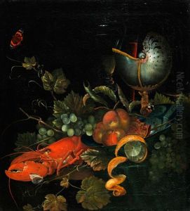 Fruchtstillleben Mit Krebs, Zitrone Und Nautiluspokal by Ottmar Elliger the Younger