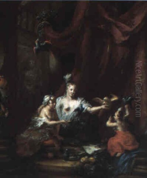 Femmes Dans Un Interieur Avec Oiseaux - view 1