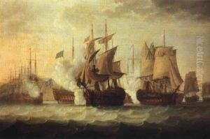 Admiral Sir Samuel Hood In The "barfleur" by Thomas (Captain) Elliott