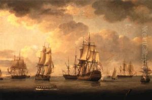 Vice-admiral Sir Allen Gardner In A Three-decker At Spithead by Thomas (Captain) Elliott