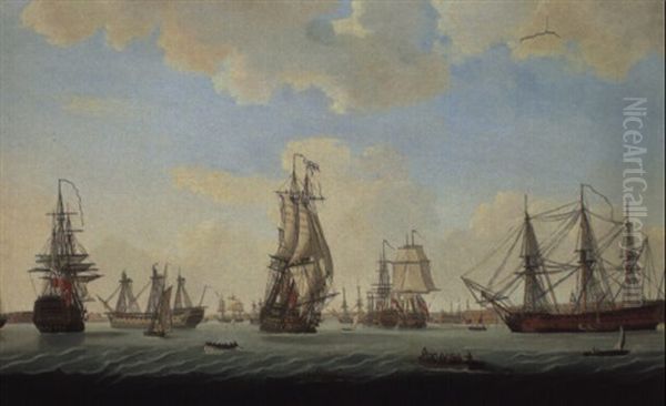 Panorama Of Portsmouth Harbour With The 'courageux'(?), 'lion'(?). . . - view 1
