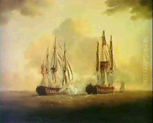 The Engagement Of H.m.s. Crescent [&] Reunion Off  Cherbourg by Thomas (Captain) Elliott