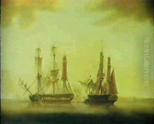 The Engagement Of H.m.s.crescent Reunion Off The Coast Of Guernsey by Thomas (Captain) Elliott