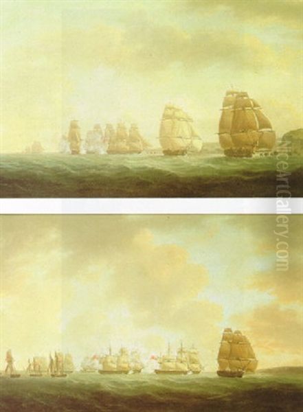 H.m.s. 'crescent' Covering The Retreat Of H.m.s. Frigates 'druid' And 'eurydice', Off The Coast At Guernsey - view 1