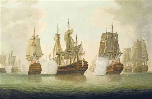 The Battle Of The Saintes, 12th April 1782: The French Flagship Ville De Paris Striking Her Colours To H.m.s. Barfleur - view 1