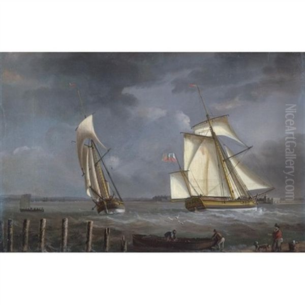 A Vessel In Two Positions Approaching Portsmouth Harbour - view 1