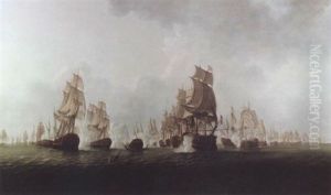 A Large Scale Anglo-french Naval Engagement (the Battle Of The Saintes?) by William Elliott