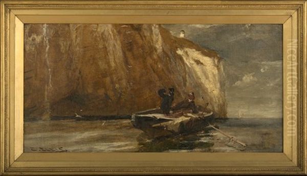 Fisher Folk In A Beached Boat Near A Cliff - view 1