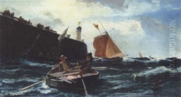 Fisherman Making For Shore In A Dingy - view 1