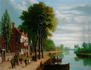Dutch Figures Merrymaking On The Bank Or A River