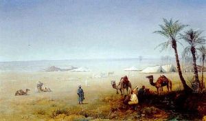 Arab Encampment In The Desert In Biskra, Southern Algeria Arab Encampment In The Desert In Biskra, Southern Algeria